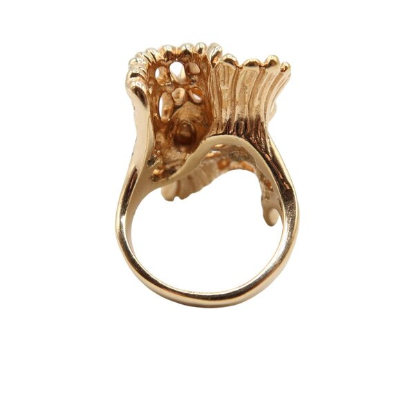 LADY REMINGTON Gold Tone Crystal Wavy Statement Cocktail Fashion Ring Size 7 - Picture 4 of 5